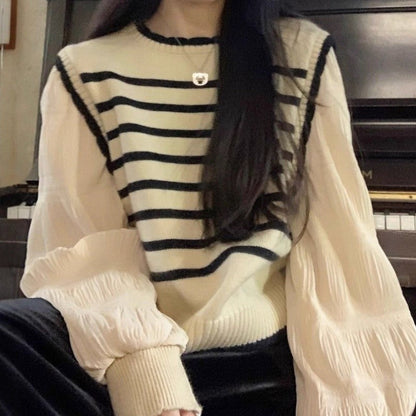 Long Sleeve Striped Knit Sweater