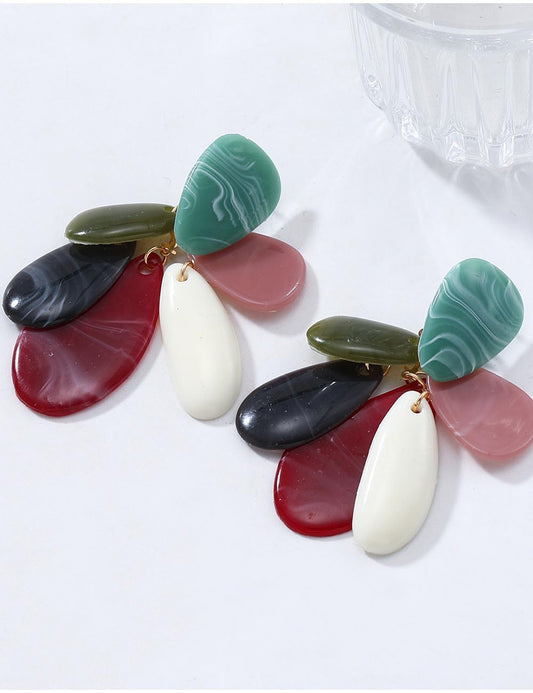 Color Block Geometric Splicing Stud Earring