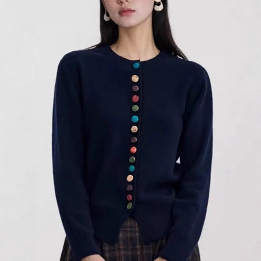 New Round Neck Cardigan Sweater