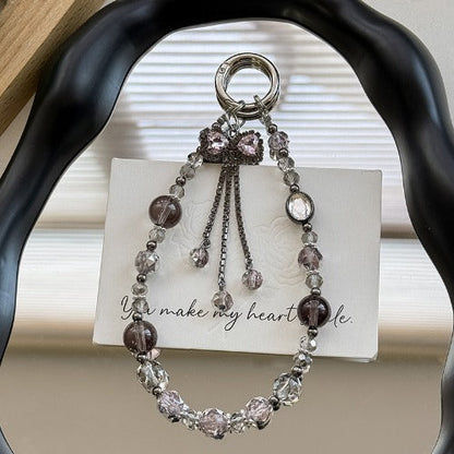Rhinestone Bow Tassel Crystal Beaded Phone Chain