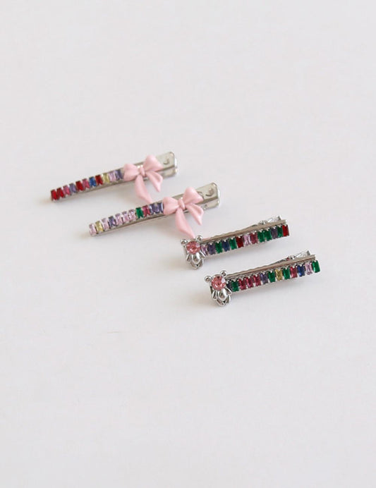 Cute Colorful Rhinestone Bow Knot Hair Clip