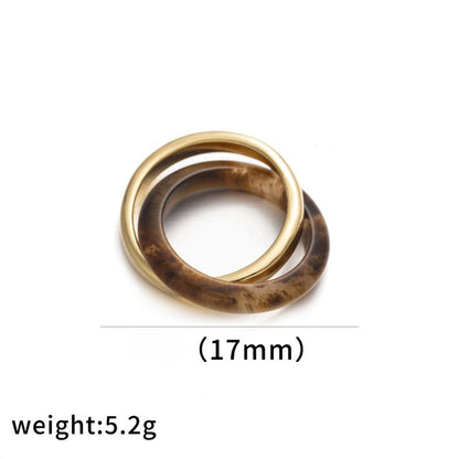 Layered Natural Stone Metal Rings