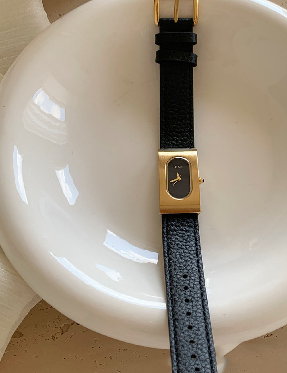 Rectangular Steel Dial Leather Strap Watch