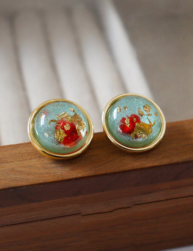Nature Real Dried Flower Stud Earrings