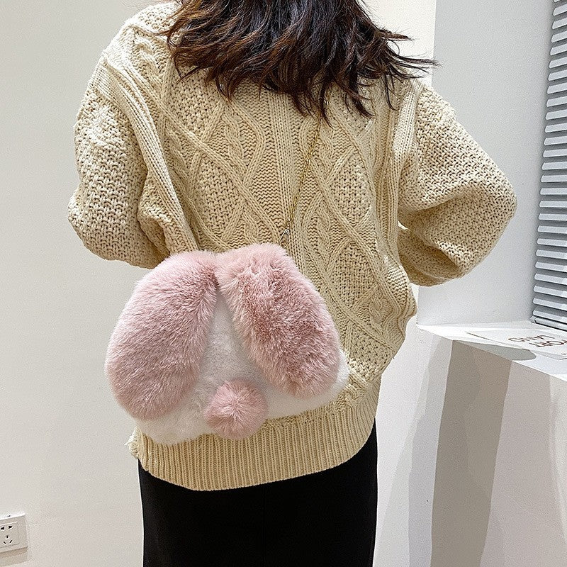 Cute Cartoon Rabbit Plush One-Shoulder Diagonal Bag
