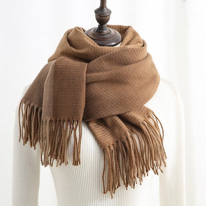 Warm Imitated Cashmere Tassled Shawl Scarf