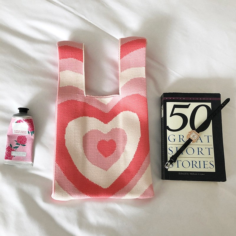 Knit Checkerboard Casual Tote Bag