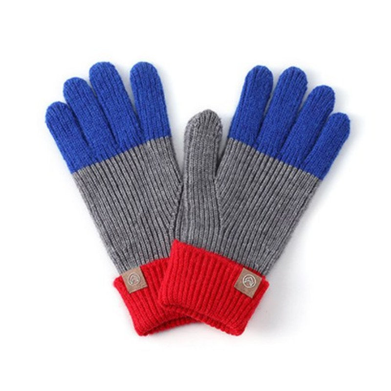 Splicing Color Block Ribbed Knit Gloves