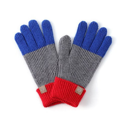 Splicing Color Block Ribbed Knit Gloves