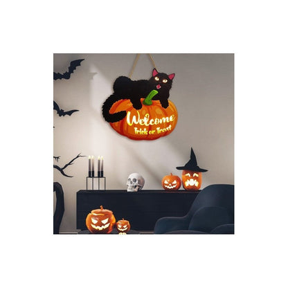 Pumpkin Black Cat Light Wall Decor Painting