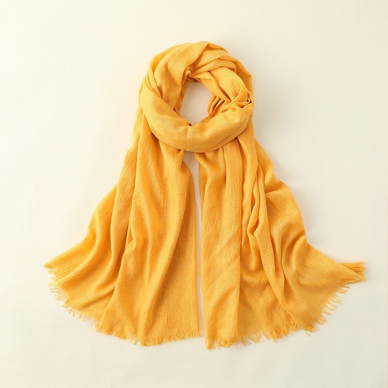 Beach Long Solid Color Cotton And Linen Scarf