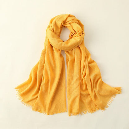 Beach Long Solid Color Cotton And Linen Scarf