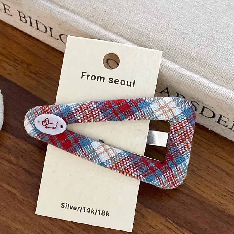 Cute Love Heart Plaid Hair Clips
