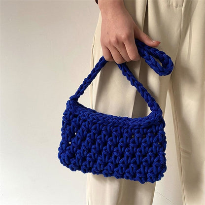 Solid Color Crochet Knitted Shoulder Bag