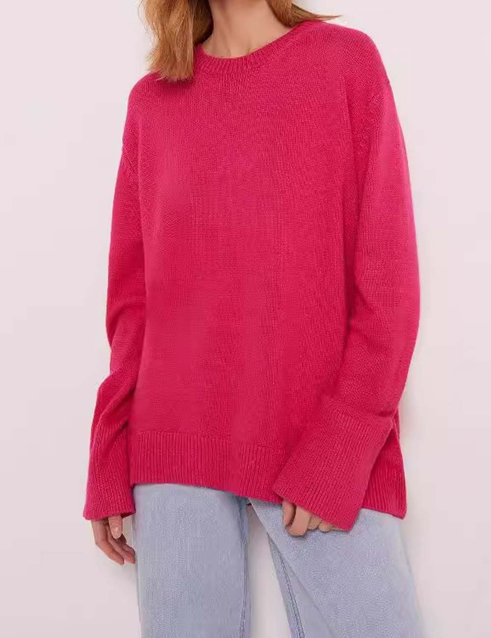 Simple Soft Solid Color Ribbed Knit Top
