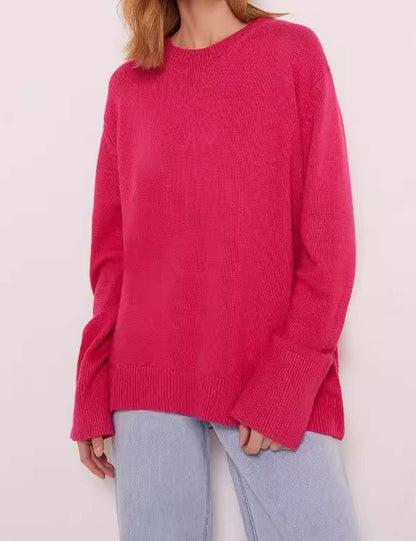 Simple Soft Solid Color Ribbed Knit Top