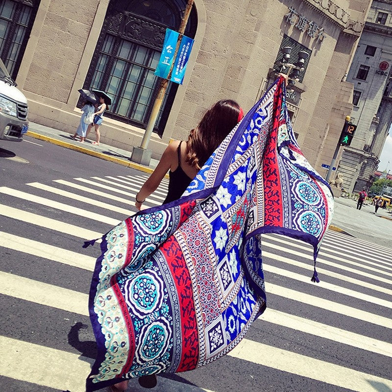 Cotton And Linen Seaside Beach Ethnic Style Shawl Scarf
