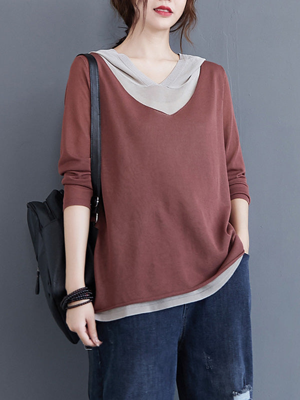 Original False Two Knitting T-Shirt Thin Sweater