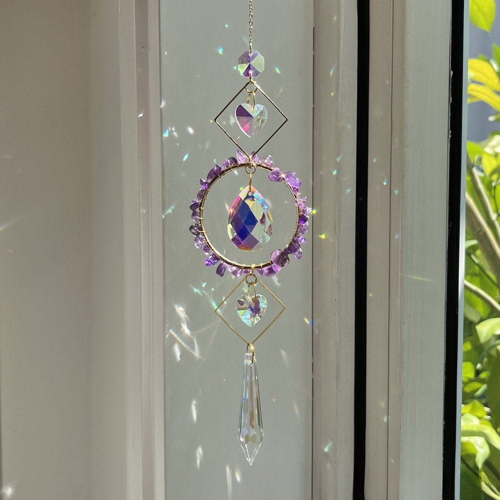 Colorful Stone Cross Crystal Home Hangings