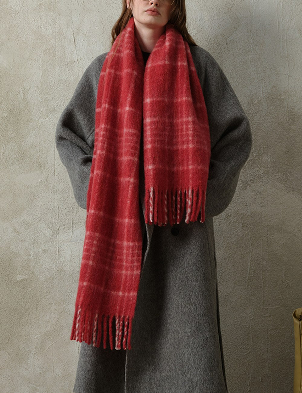 Plaid Color Block Mohair Warm Scarve