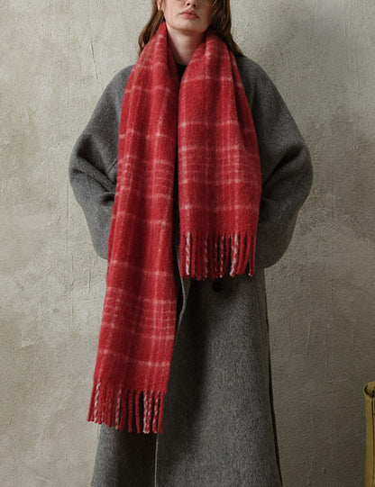 Plaid Color Block Mohair Warm Scarve
