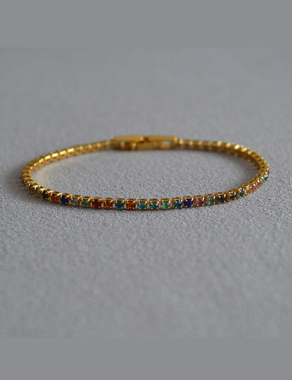 Colorful Cubic Zircon Strand Link Bracelet
