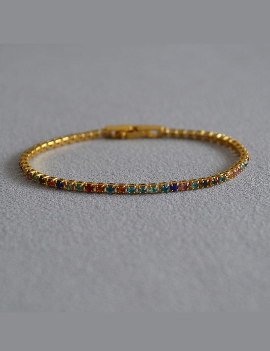 Colorful Cubic Zircon Strand Link Bracelet