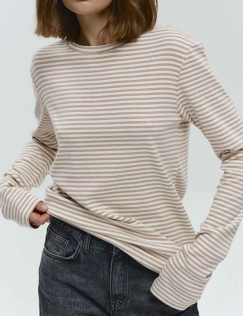 Simple Round Neck Long Sleeve T-Shirt