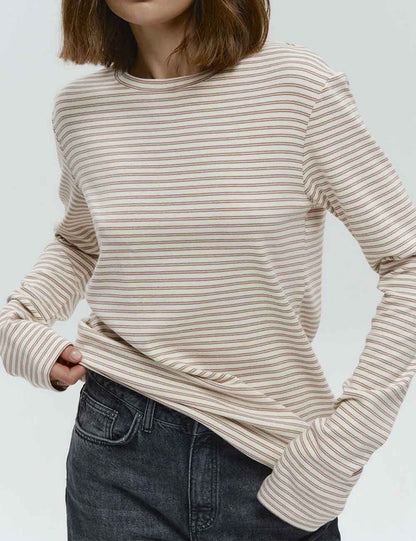 Simple Round Neck Long Sleeve T-Shirt