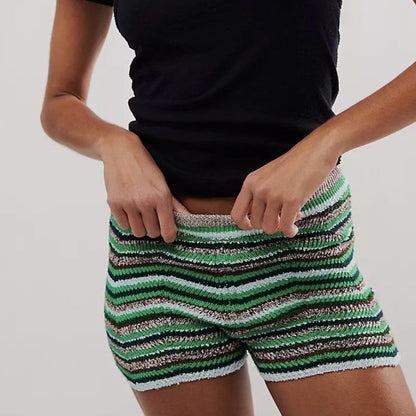 Casual Colorful Striped Knit Shorts