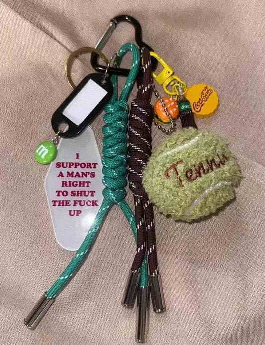 Cute Plush Tennis Braided Cord Bag Charm