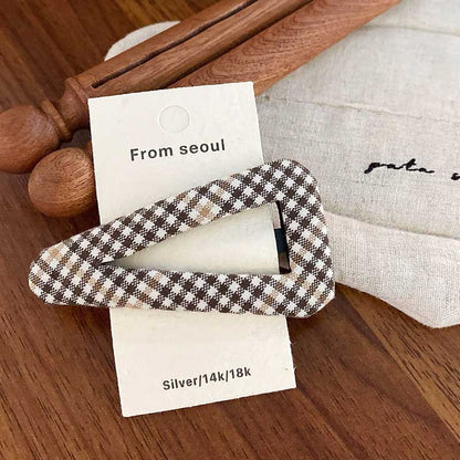 Simple Color Block Plaid Hair Clip