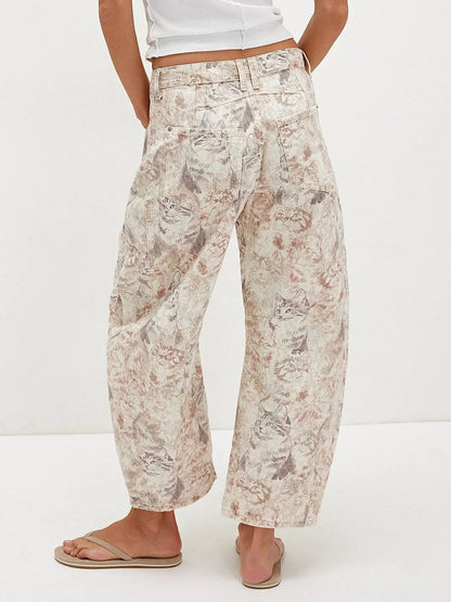 Love Star Print Loose Midi Waist Jeans