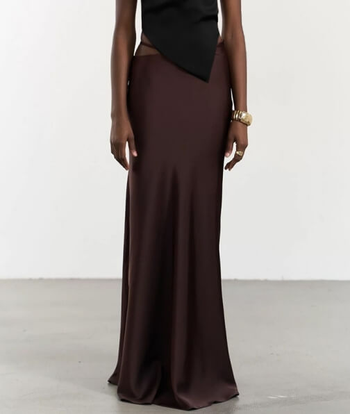 Solid Color Hip Wrap Soft Maxi Skirts