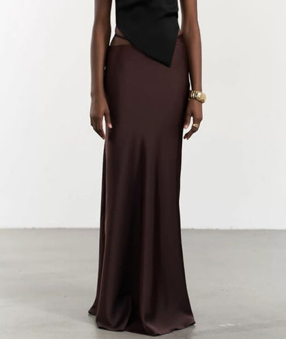 Solid Color Hip Wrap Soft Maxi Skirts