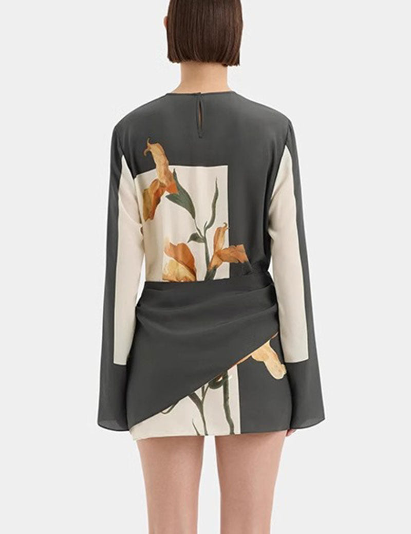 Casual Print Round Neck Mini Dress