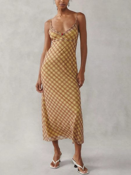 Flower Slim Backless Wrap Spaghetti Dress