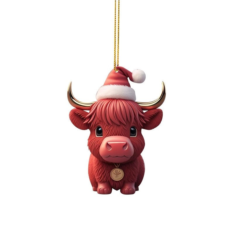 Christmas Bull Car Hanging Ornament