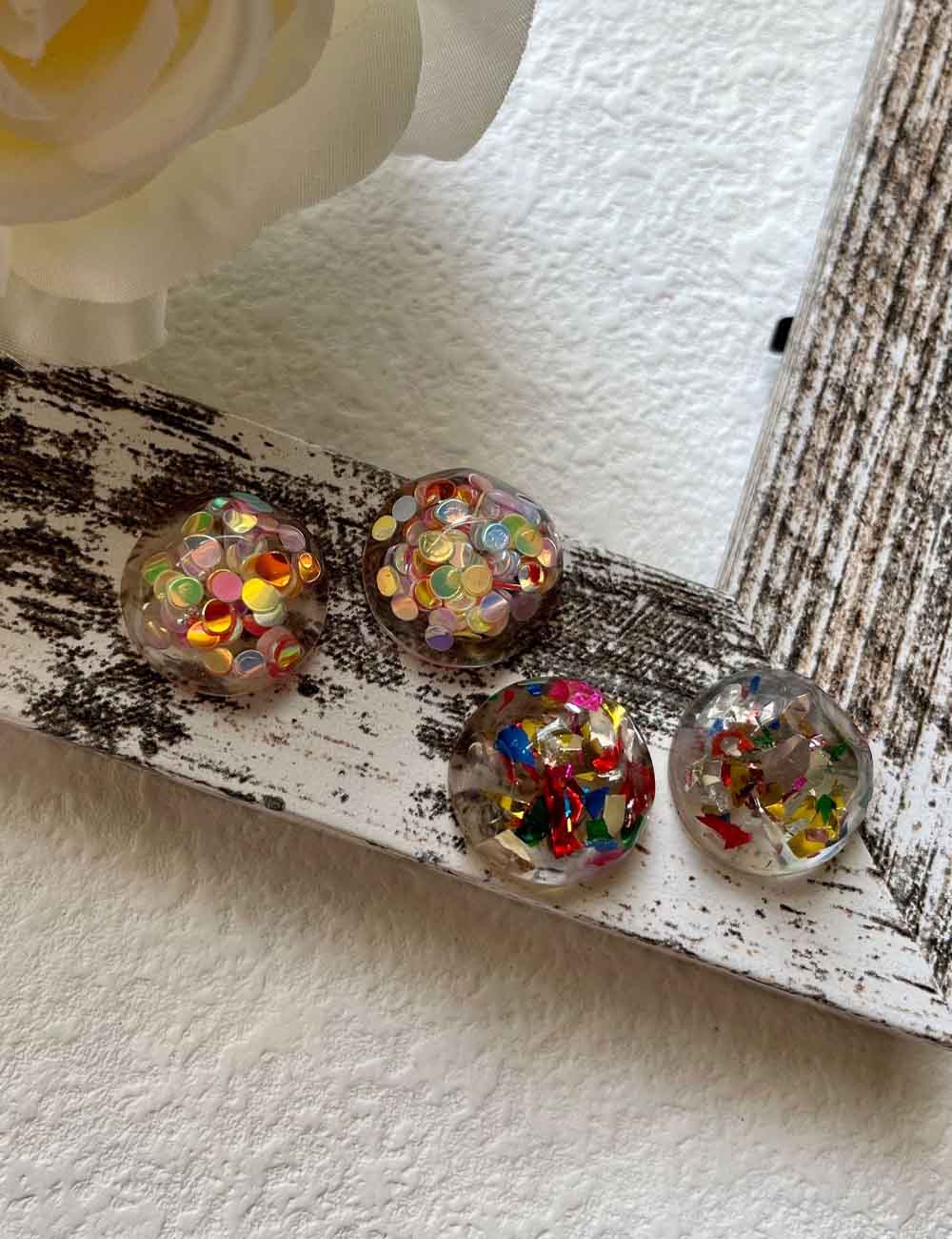 Playful Round Colorful Sequins Stud Earrings