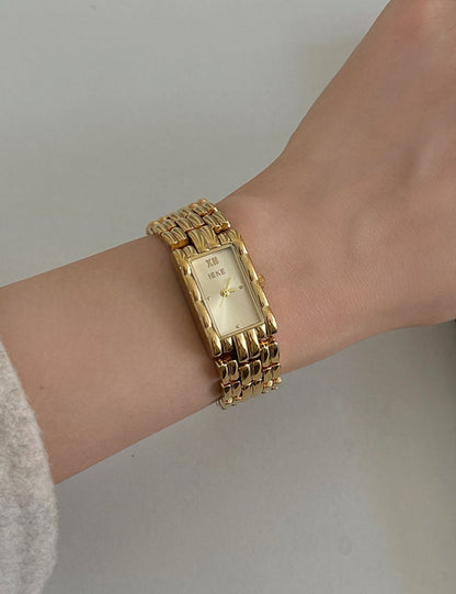 Classic Rectangular Dial Quartz Wrist Watch