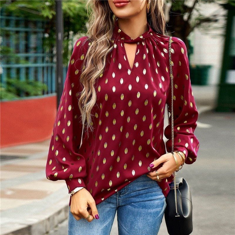 Long Sleeves Crewneck Hollow Pullover Loose Blouse