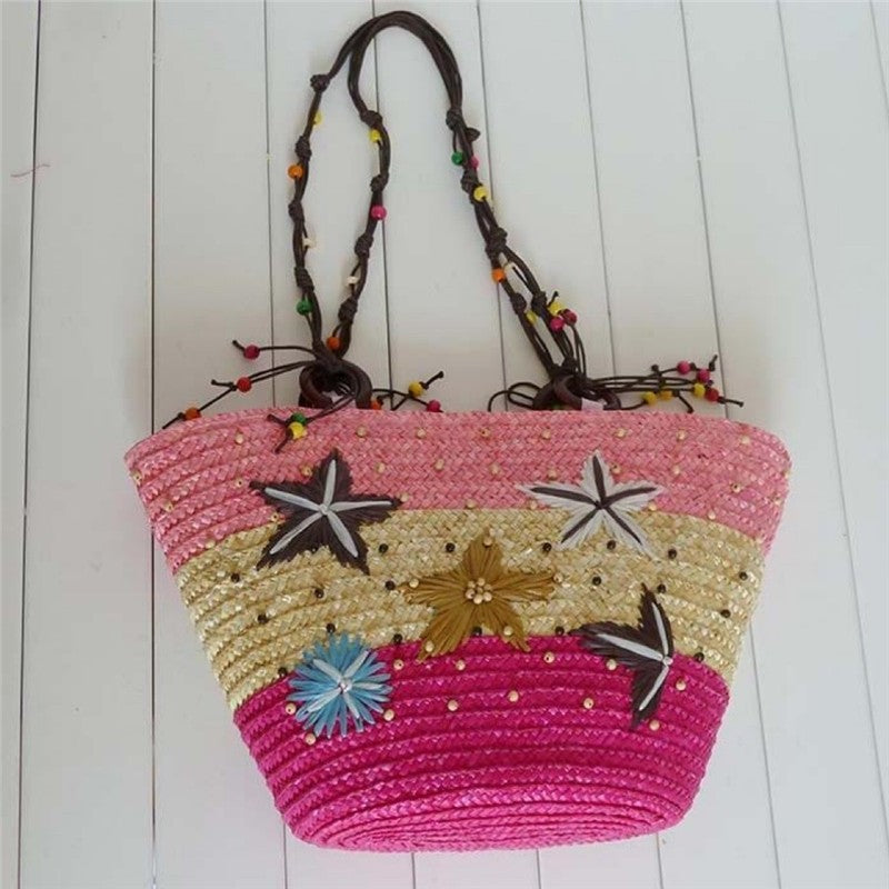 Bucket Shaped Straw Woven Bag