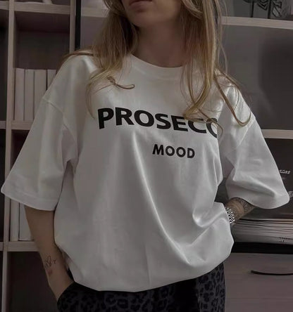 Letter Print Loose Short Sleeves Top