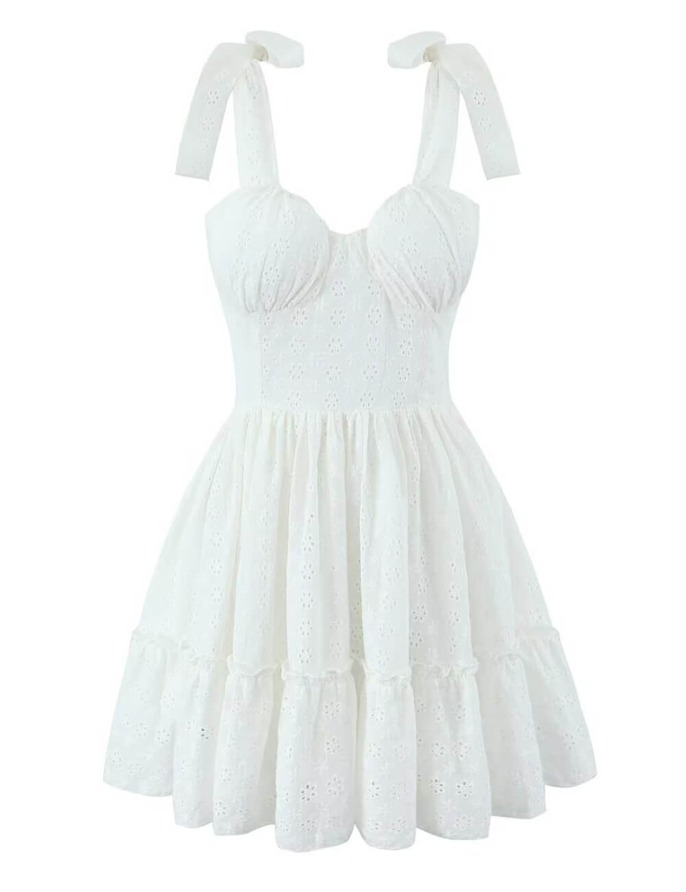 Classic Solid Color Embroidered Mini Dress