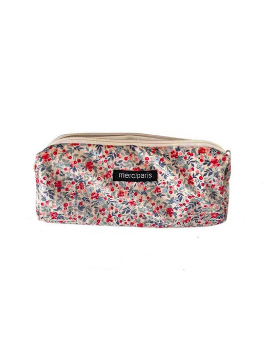Simple Floral Print Makeup Pencil Pouch