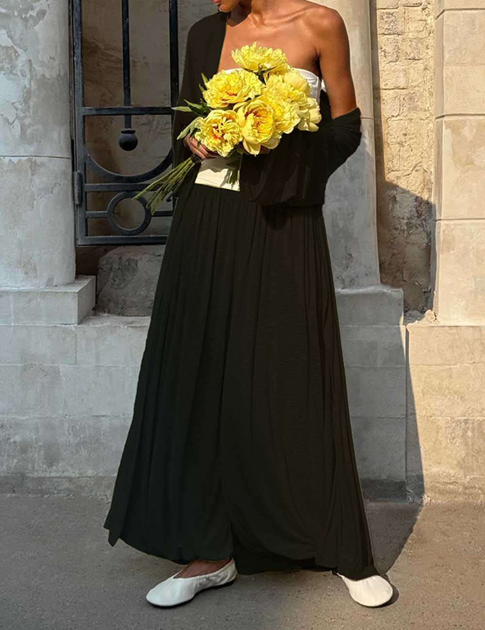 Elegant Solid Color Shawl Lantern Pants Pajamas Set