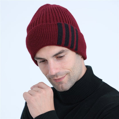 Men's Fleece-Lined Knit Ear-Warmer Hat