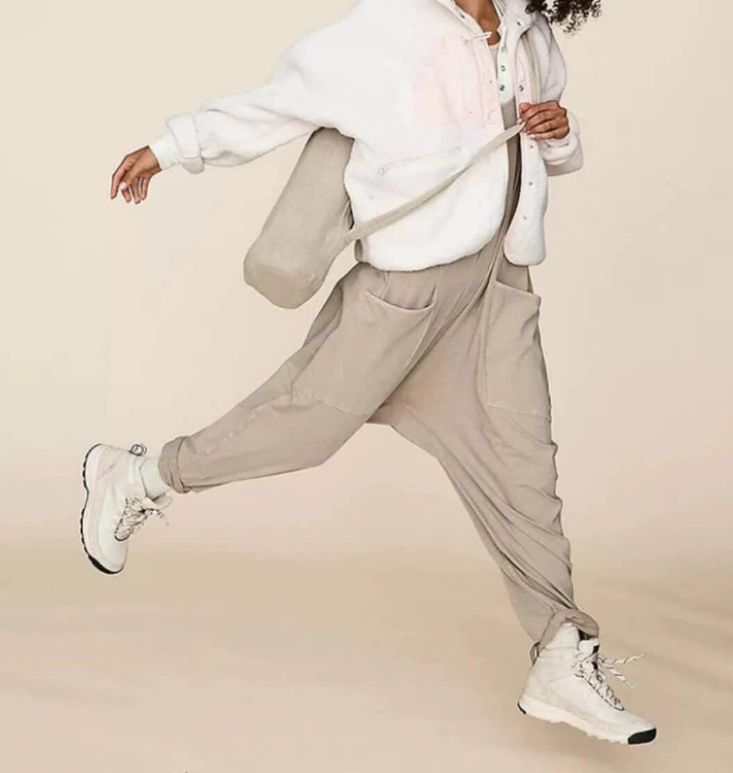 String Shoulder Loose Pocket Jumpsuit