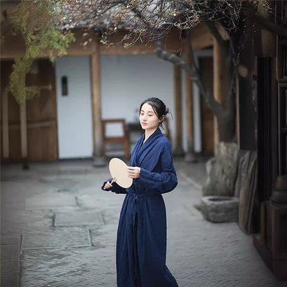 Solid Color Artistic Waist Belt Cardigan