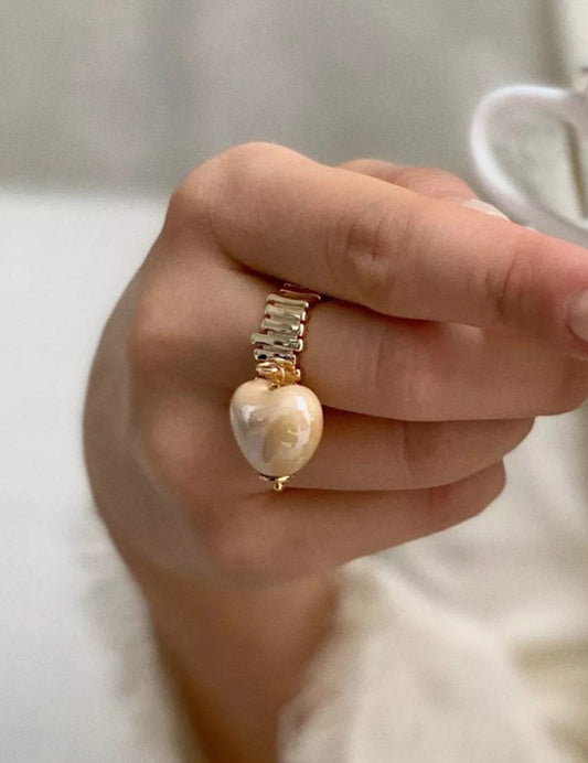 Trendy Candy Colored Ceramic Heart Ring